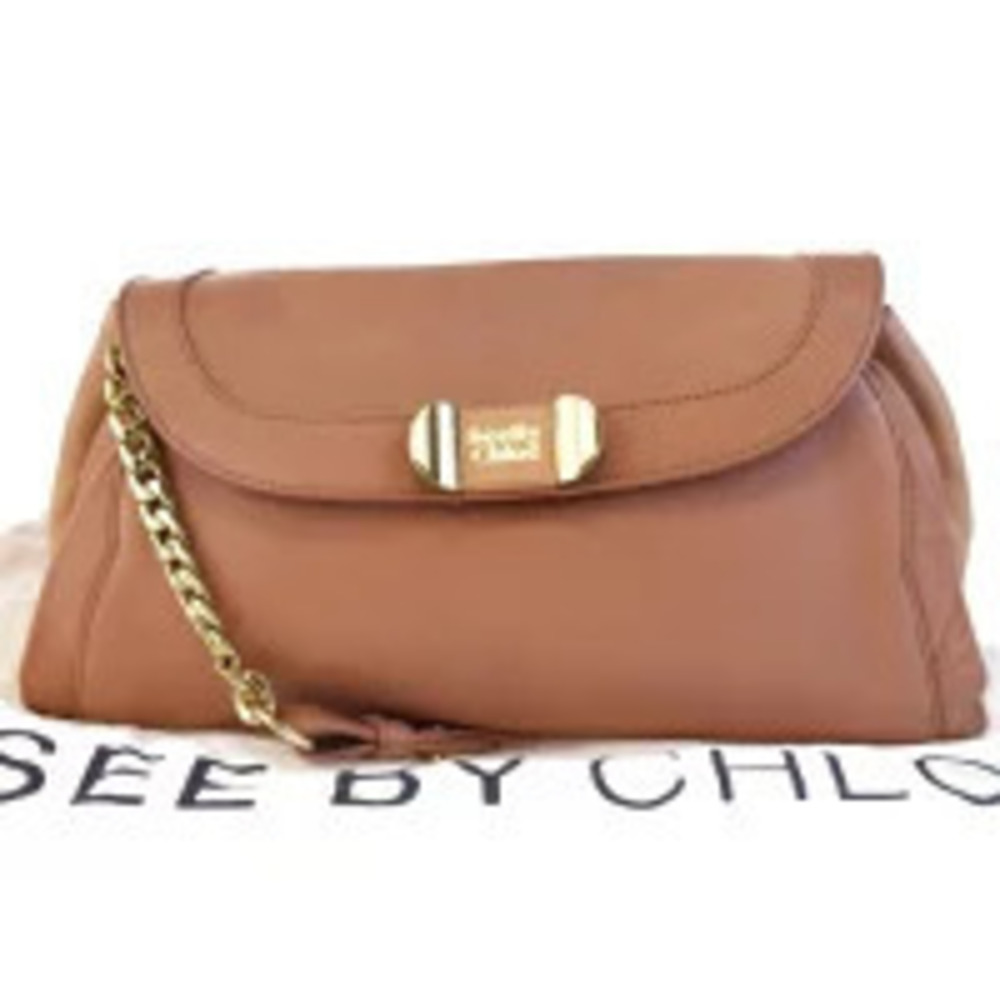 See by Chloe chain shoulder bag clutch pink leather